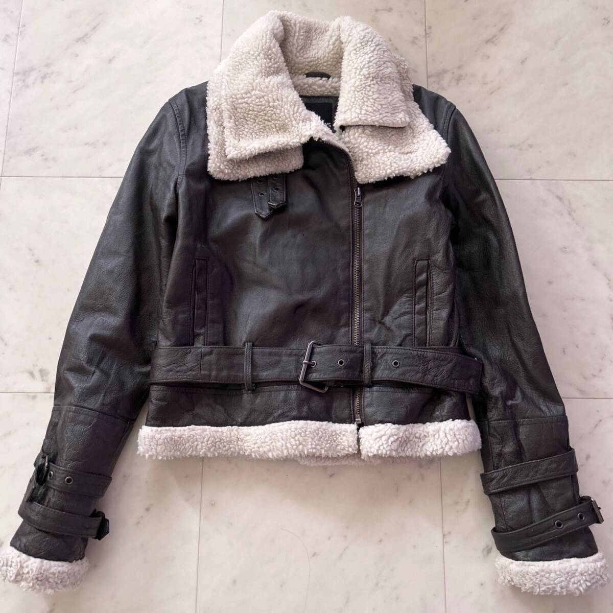 BARNEYS ORIGINALS フライトジャケット 本革 レザー ボア ライダース 焦茶拍卖