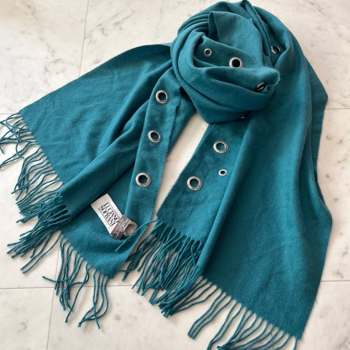 LUCIANO SOPRANI ルチアーノソプラーニ カシミヤ100 マフラー ストール グリーン拍卖