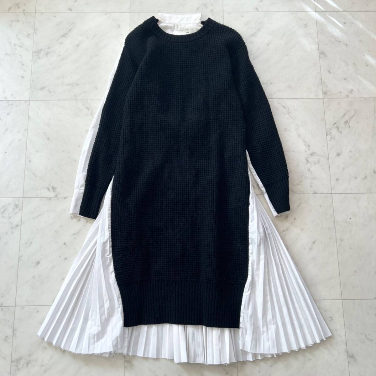 sacai サカイ ニットドッキングワンピース プリーツスカート ロングワンピース サイズ1拍卖