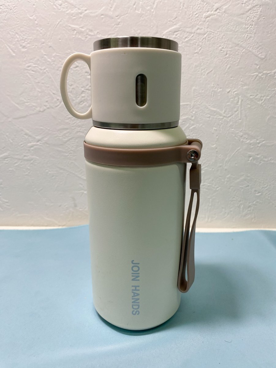 (N)未使用 水筒 ボトル コップ飲み 500ml水筒 真空 断熱 保温 保冷 ステンレス ボトル 男女兼用 持ち運び 大容量 カップ プレゼント拍卖