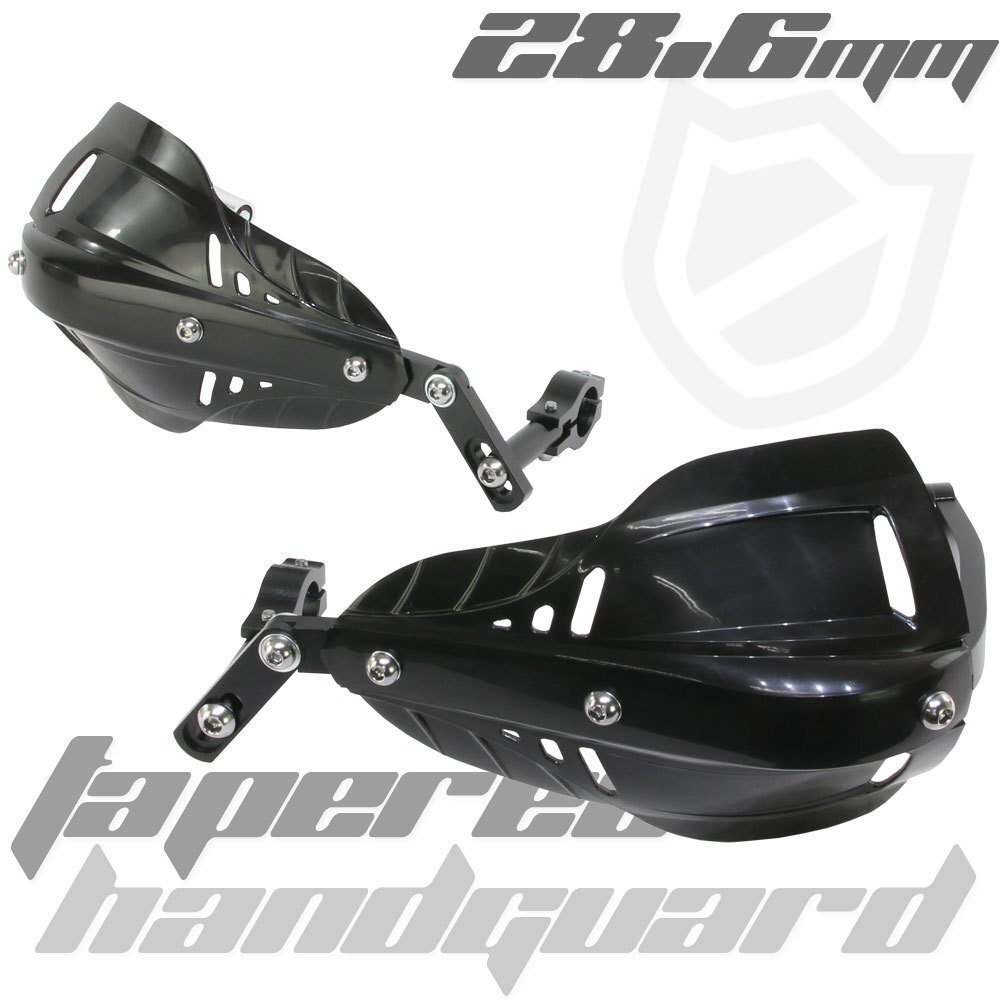 汎用 テーパーハンドル用 ナックルガード ハンドガード ブラック 黒 ソリッド プロテクター WR250 DT200 セロー TT250R TW200 TW225 XT250X拍卖