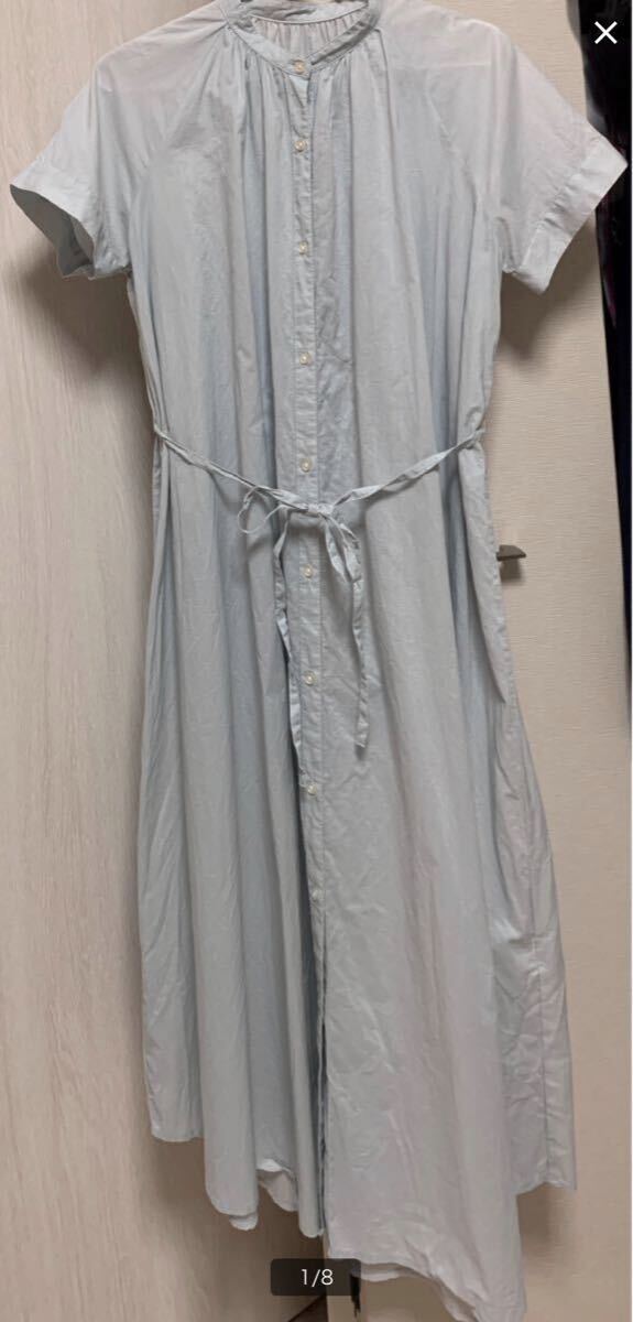 GU 半袖シャツワンピース M ライトブルー ワンピース 体型カバー 横幅ゆったり拍卖