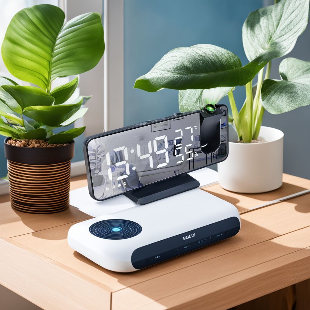 おすすめ ☆180°プロジェクション目覚まし時計ラジオミラー、USB充電 耐久性拍卖
