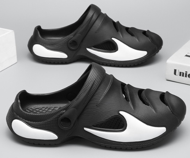 夏新作 2waysオシャレスリッパ メンズ ビーチ スリッポン リゾートサンダル つま先保護 防滑 通気 黒/27-27.5cm拍卖