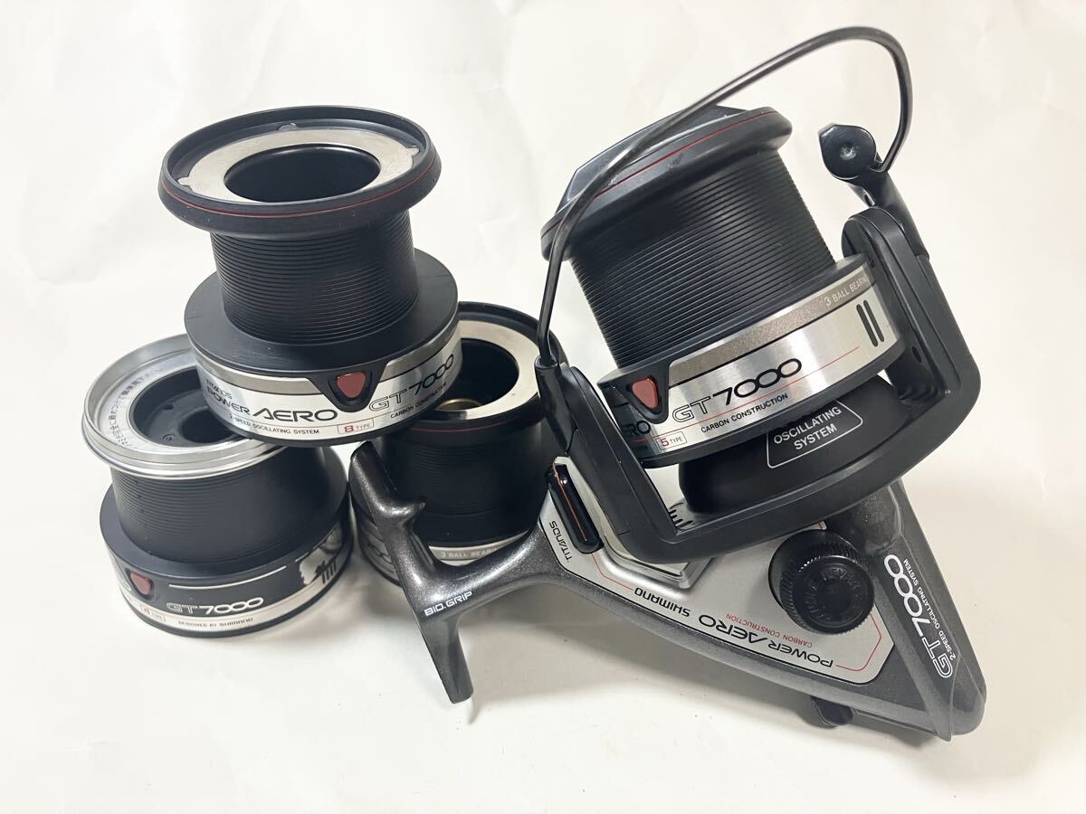 SHIMANO シマノ チタノスパワーエアロGT7000 超美品 替スプール3個付拍卖