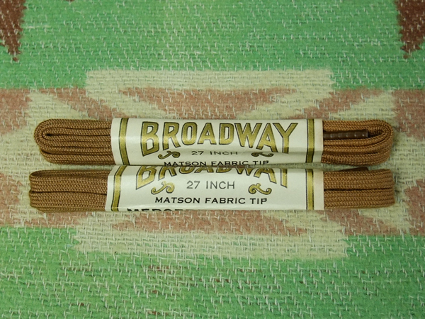 2ペア/デッド/BROADWAY/30s40s50s シューレース 27インチ 黄土色★zビンテージ アンティーク 靴紐 平紐 MADE IN USA シューズ 20s60s拍卖