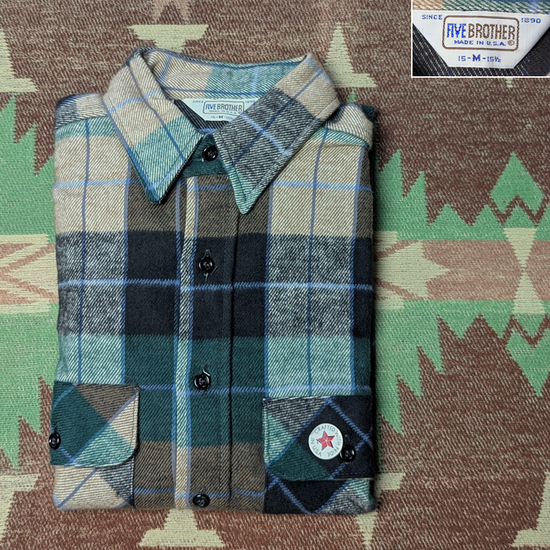 デッドストック 【FIVE BROTHER】 80年代 フランネル シャツ M アメリカ製 ヘビーネル ネルシャツ ファイブブラザー ビンテージ 70s80s90s拍卖