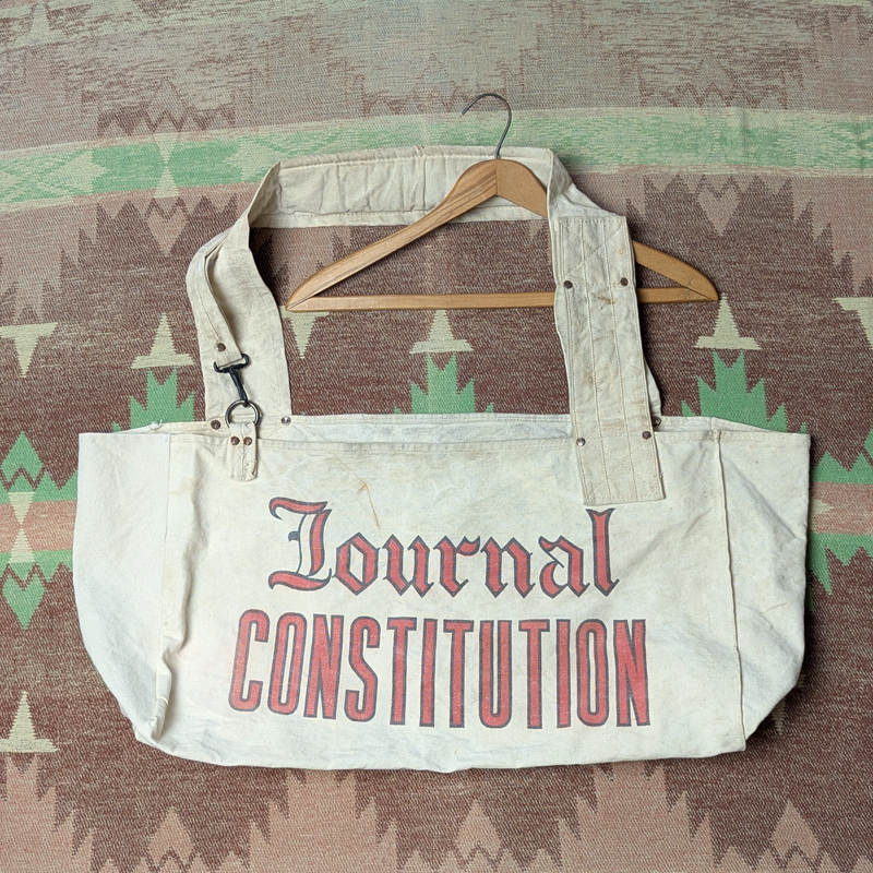 染み込みプリント 【Journal CONSTITUTION】 40年代 キャンバス ニュースペーパー バッグ ショルダーバッグ ワーク ビンテージ 30s40s50s拍卖
