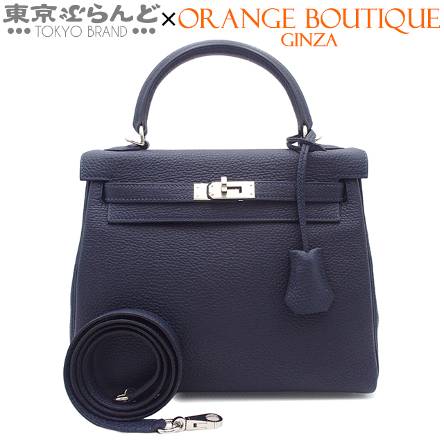101826368 エルメス HERMES ケリー25 D刻印 ブルーニュイ シルバー金具 トゴ 内縫 2WAY ショルダーバッグ 2019年 ハンドバッグ レディース拍卖