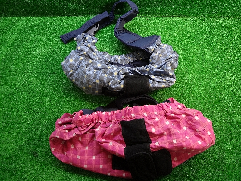 Kヨお0694 新品■抱っこ紐 抱っこひも ベビースリング■2点セット■横抱き チェック柄 ブルー ピンク■赤ちゃん ベビー用品拍卖