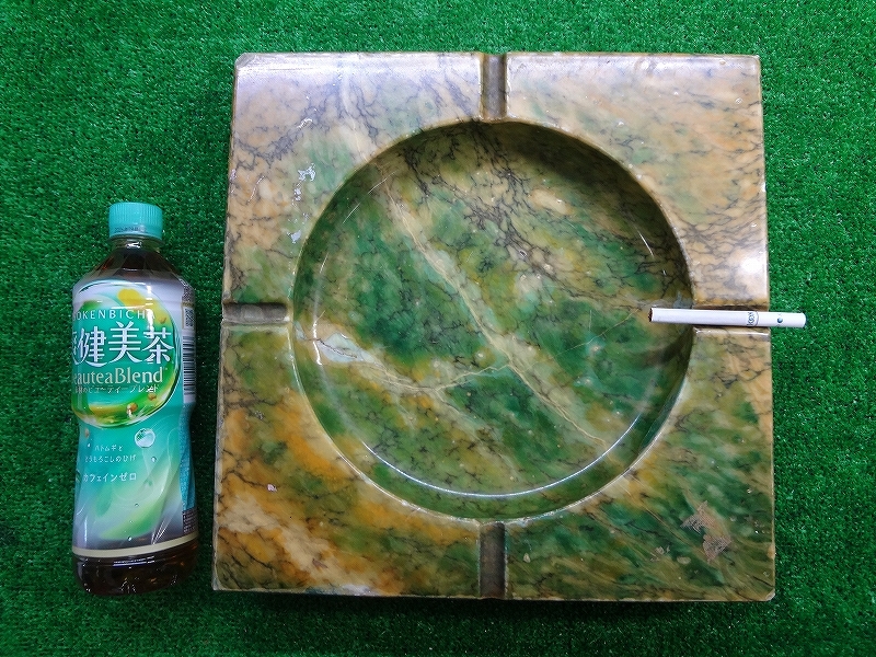Kラお0744■大理石 灰皿■W300 D300 H60mm■10kg■喫煙 ストーン 小物置き アクセサリートレー コイントレー オブジェ インテリア拍卖