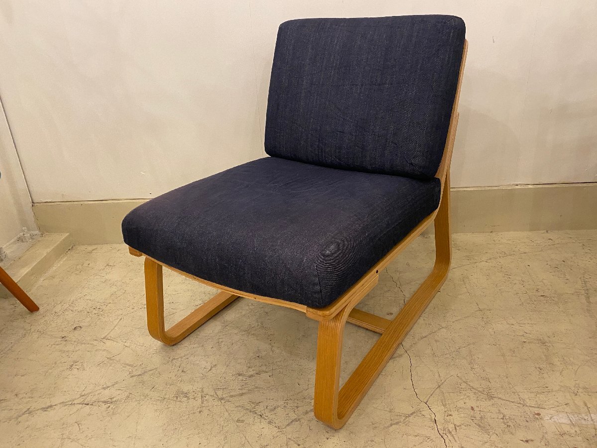 無印良品 MUJI リビングでもダイニングでもつかえるチェア 1シーター デニム カバー付き 北欧 中古品 直接引き取り大歓迎②拍卖