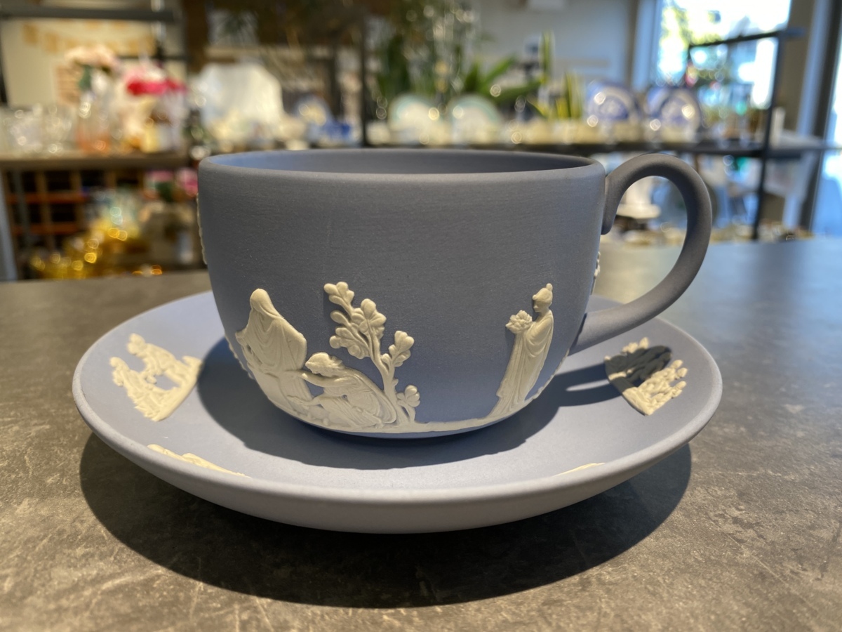 WEDGWOOD ウェッジウッド ジャスパー ペールブルー カップ&ソーサー 陶磁器 USED品①拍卖