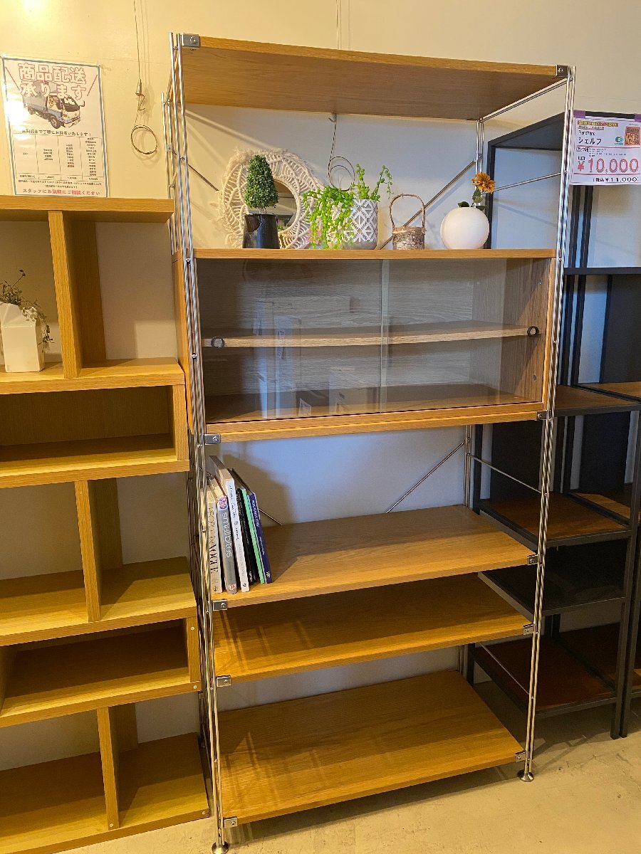 無印良品 MUJI ステンレスユニットシェルフ 棚板・扉付き収納付き フリーラック 収納棚 中古品拍卖