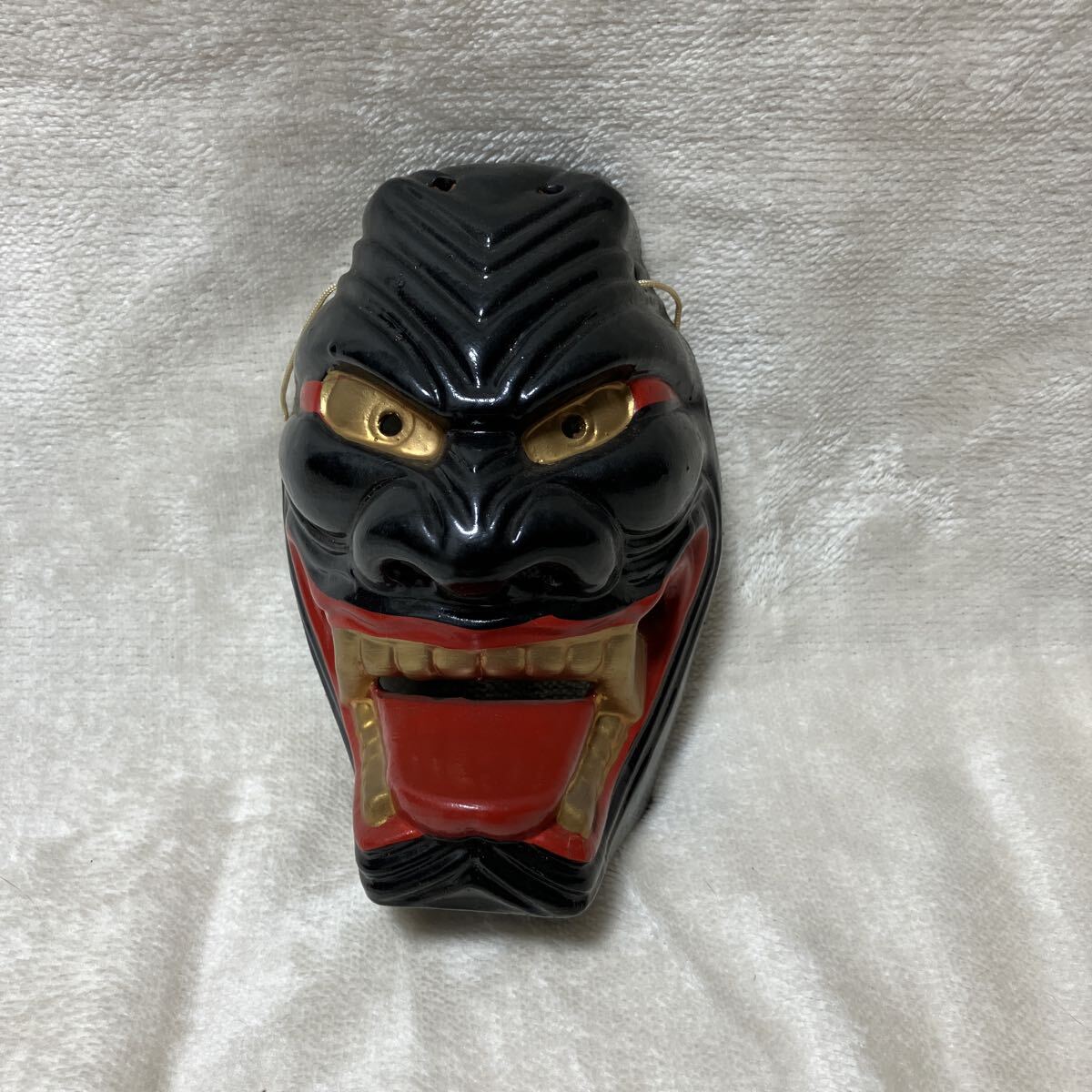 面浮立(めんぶりゅう)由来 浮立面(ふりゅうめん) 陶器製 アンティーク お面 鬼拍卖