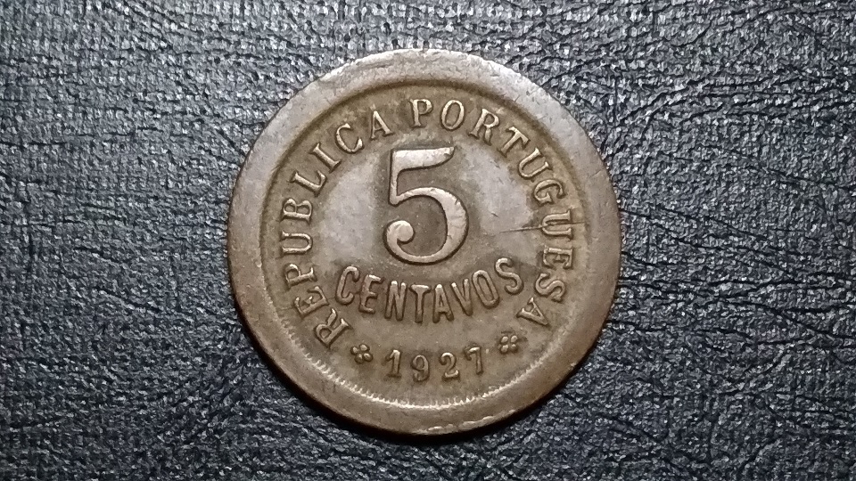 ☆☆【外国硬貨・アンティーク貨幣】1927年 ポルトガル 5センタボ銅貨 CENTAVOS硬貨/コインコレクション 外国コイン拍卖
