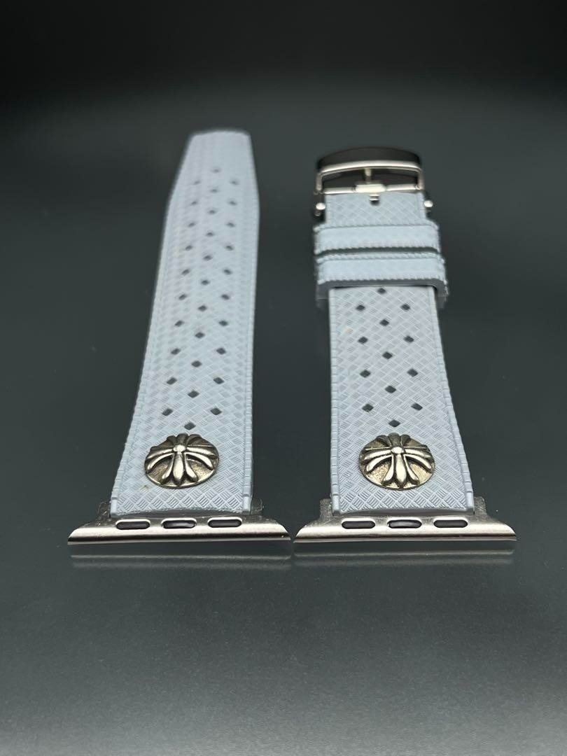 アップルウォッチ グレー ラバー ベルト クロスチャーム Dバックル付 49mm 46mm 45mm 44mm 41mm 40mm38mm 42mm ウルトラ拍卖