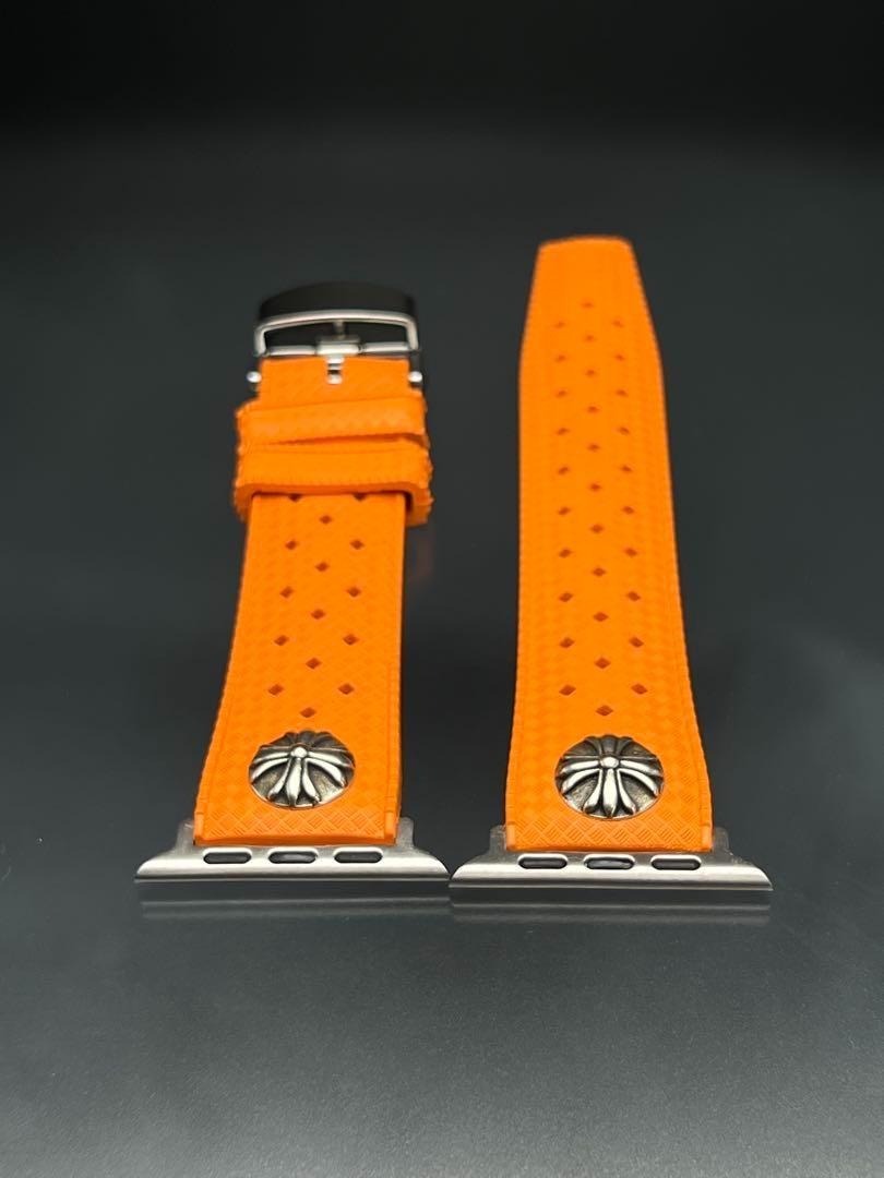 オレンジ Apple Watch バンド クロスチャーム付 Dバックル付 49mm 46mm 45mm 44mm 41mm 40mm38mm 42mm ウルトラ拍卖