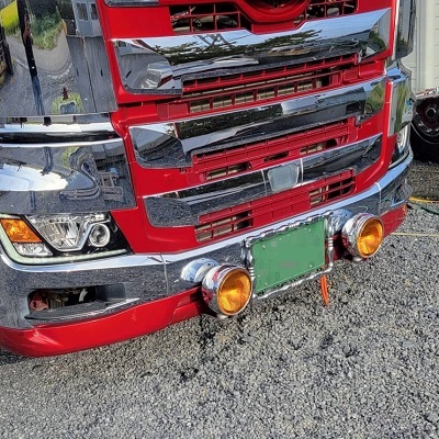 17&07プロフィア グラプロ用 ■超極太 横幅7cm●新品⇒フォグステー●板厚9mm  ステンレス 鏡面 フォグランプ デコトラ:FO-C拍卖