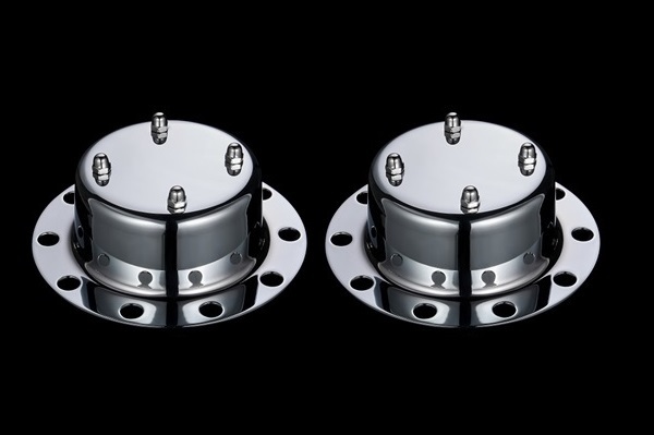 ■新品⇒大型 トレーラーヘッドISO●17パーフェクトクオン 取付ブラケット金具&リア ハブキャップ ホイールスピンナー :22.5B-12穴B3拍卖