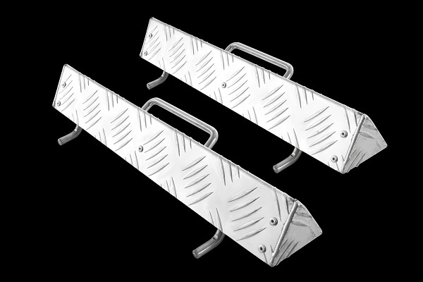 ■新品⇒輪止め 横幅400mm 山高さ60mm 爪ピッチ250mm アルミ縞板 アルミ シマ板 積載車 キャリアカー 2個セット:WA40-6-25拍卖