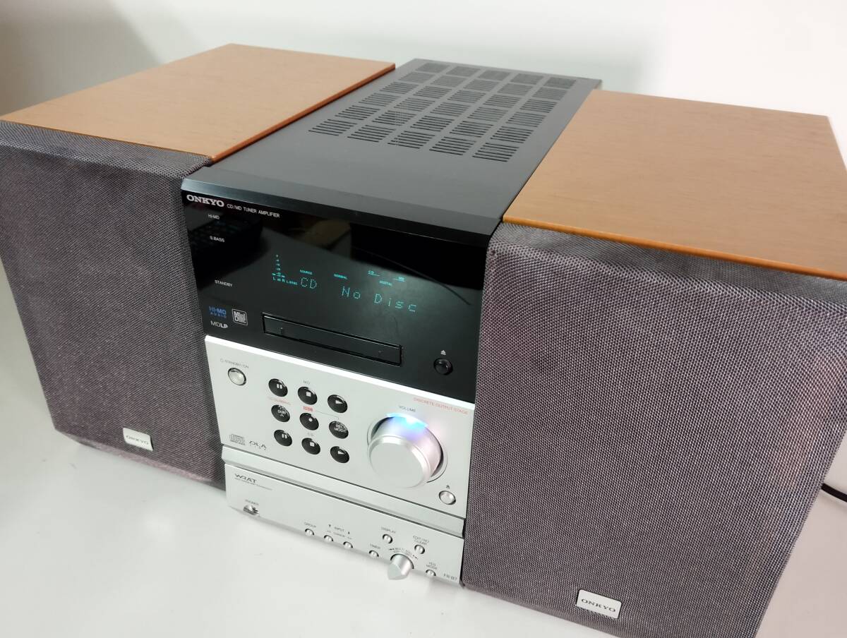 ★動作品★CD/MDコンポ ONKYO FR-B7 チューナーアンプ 音楽プレーヤーリモコン付 スピーカーセット D-B7拍卖