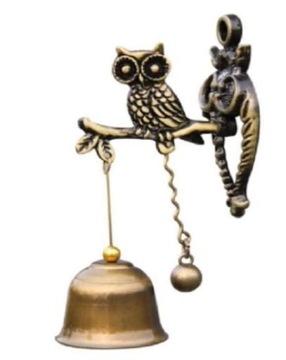 新品◆ドアベル ◆フクロウ 梟 金属製◆マグネット 磁石 タイプ ドア チャイム 呼び鈴 アンティーク 防犯 玄関 店舗拍卖