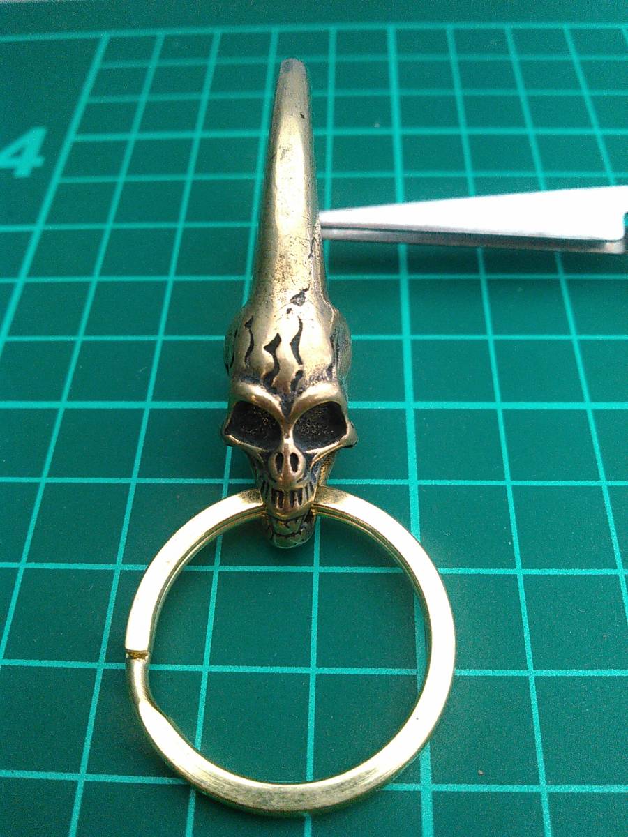 真鍮製 ドクロのカラビナ B 検)ワレットチェーン キーホルダー スカル レザークラフト 手芸 ハンドメイド キーチェーン パンク拍卖