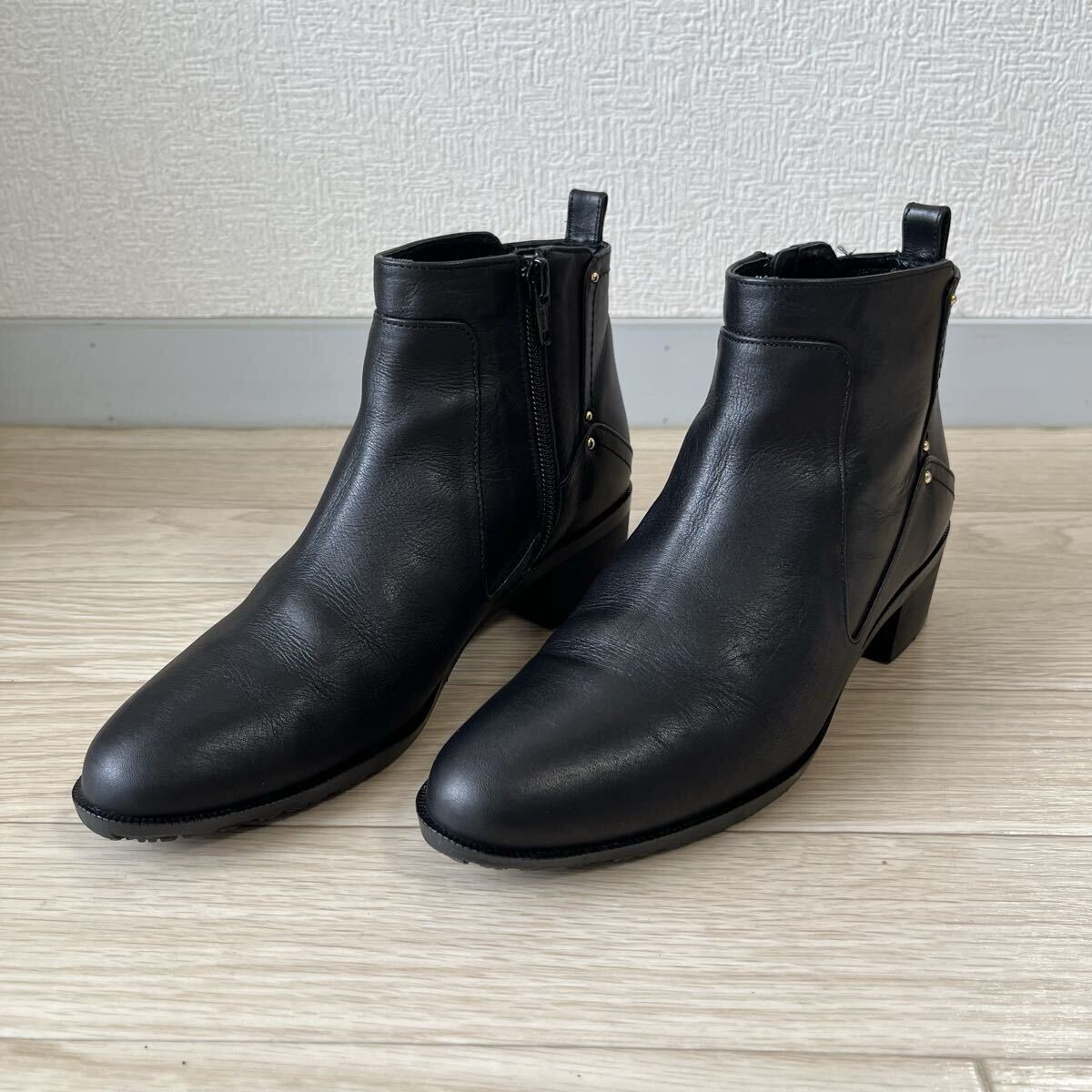 Au BANNISTER オゥバニスター|カジュアルレザーショートブーツ ブラック 35|日本製 本革 スノーソール ローヒール拍卖