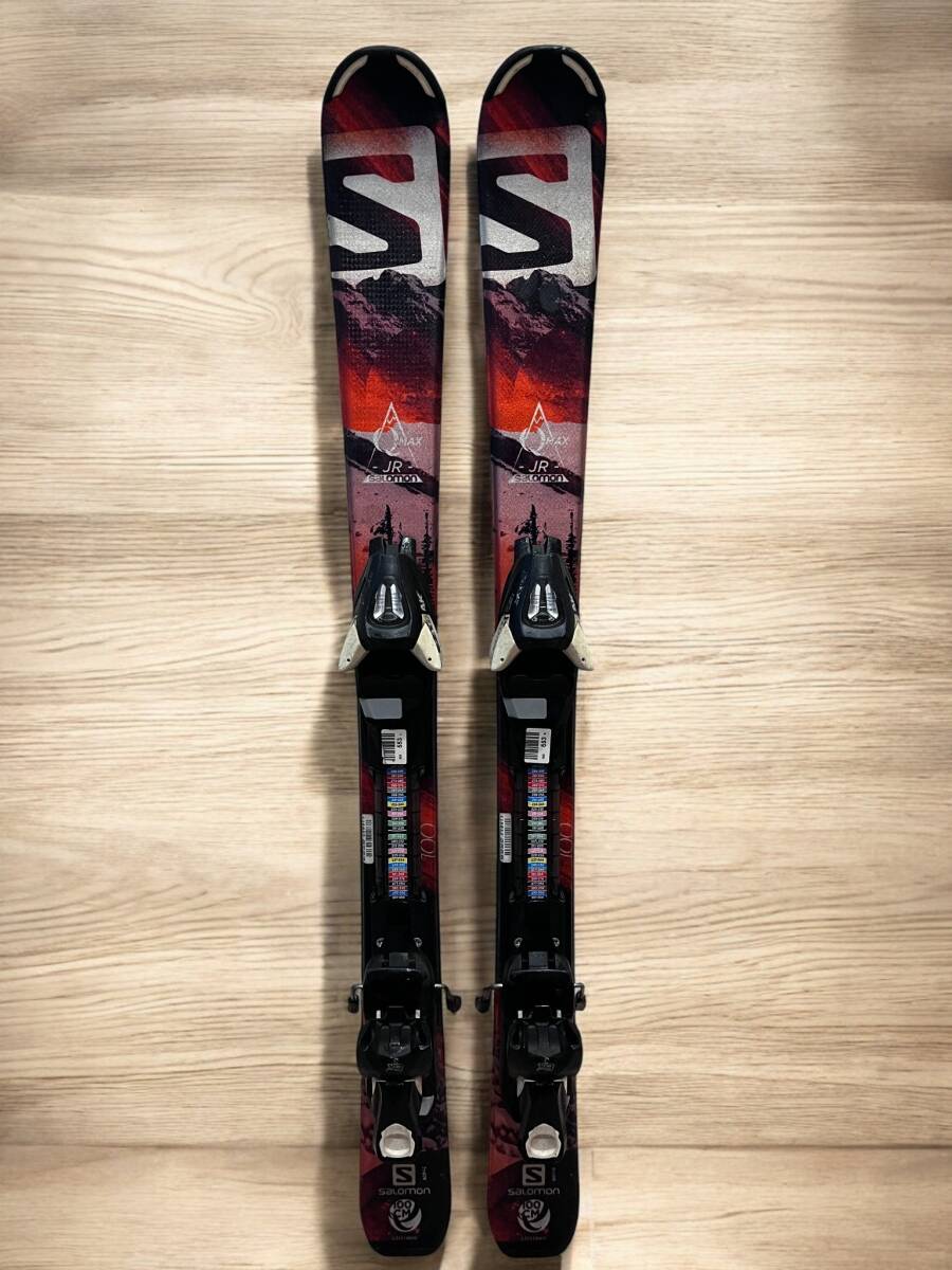 サロモンセット/Qマックス Jr/ジュニア100cm+金具付きスキー/salomon拍卖