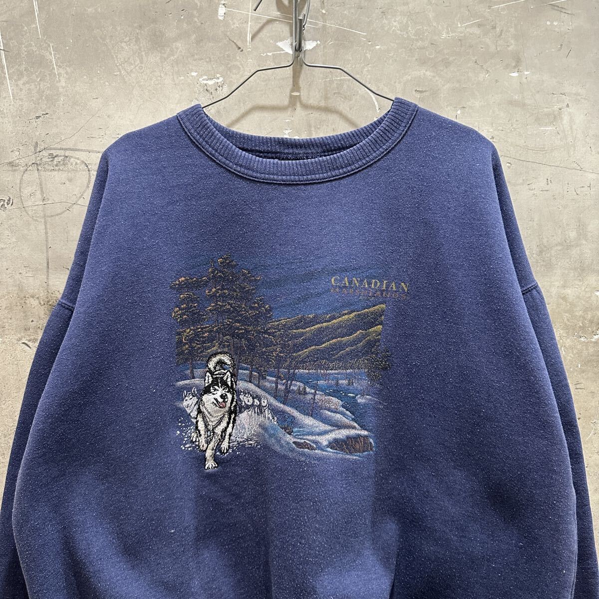 古着CANADIAN MARSHLANDS オオカミ アニマルプリントスウェット拍卖