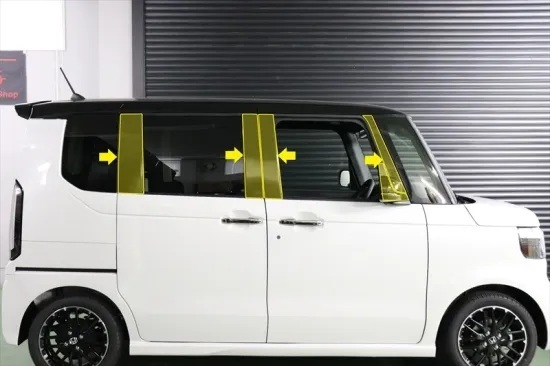 《N-BOXカスタムJF5》【70%OFF】N-BOXカスタムJF5 ピラーシート ※バイザー有(グロスカーボンシート)拍卖