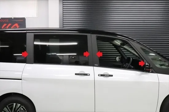 《セレナC28》【30%OFF】セレナC28 ピラーシート バイザー無し車用(ピアノブラックシート)拍卖