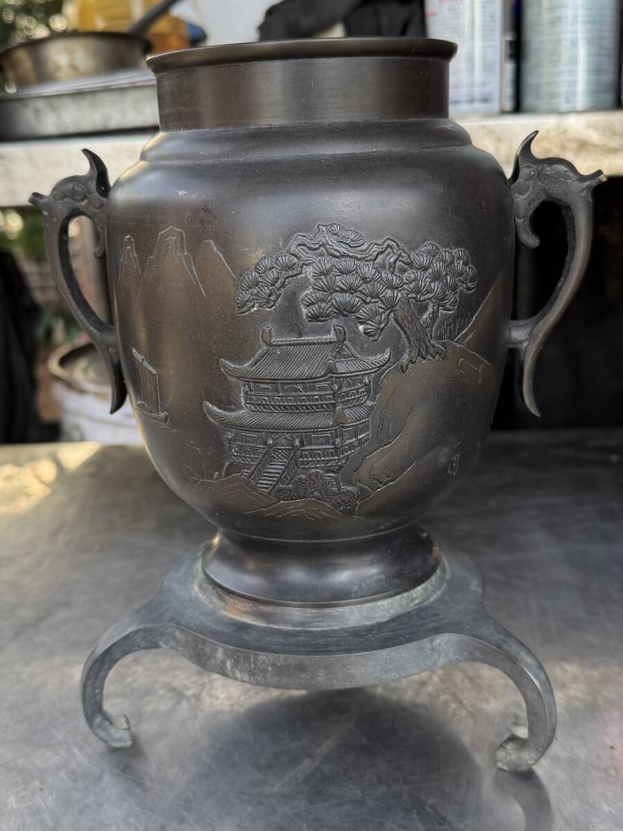 No1 伝統工芸 工芸品 工芸 美術 薄端 うすばた 花器 銅製 真鍮製 金属 アンティーク拍卖
