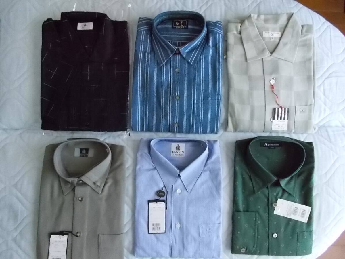 自宅保管品 未使用袋入 ワイシャツ アクアスキュータム ランバン バレンチノ・ガラバーニ 日美 まとめて6点 L サイズ等 拍卖