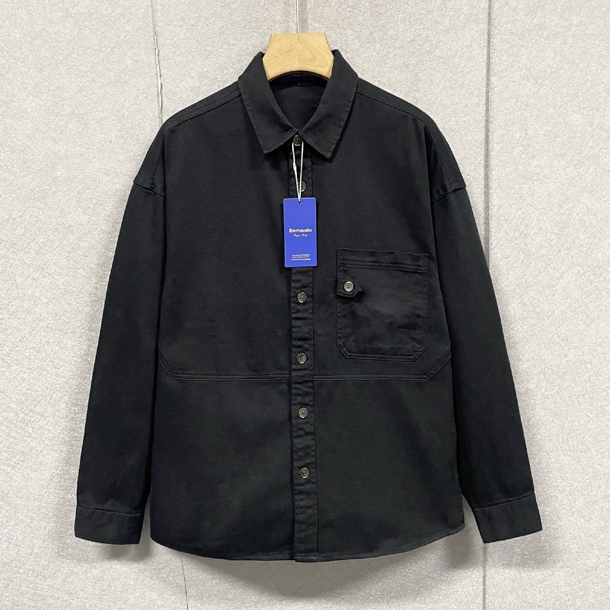 上級・デニムジャケット 定価4万◆Emmauela・イタリア・ミラノ発◆綿混 快適 無地 折り襟 スウェット ジャケット シャツ 日常着 M/46サイズ拍卖
