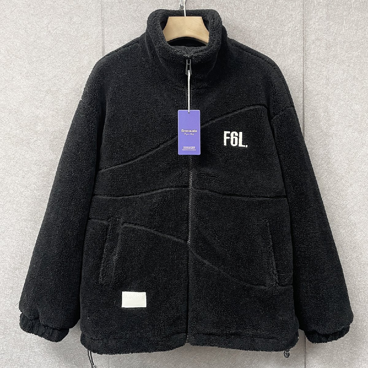 枚数限定 絶賛・フリースジャケット 定価8万◆Emmauela・イタリア・ミラノ発◆カシミヤ 厚手 洗練 ボア ブルゾン 男女兼用 真冬 L/48サイズ拍卖