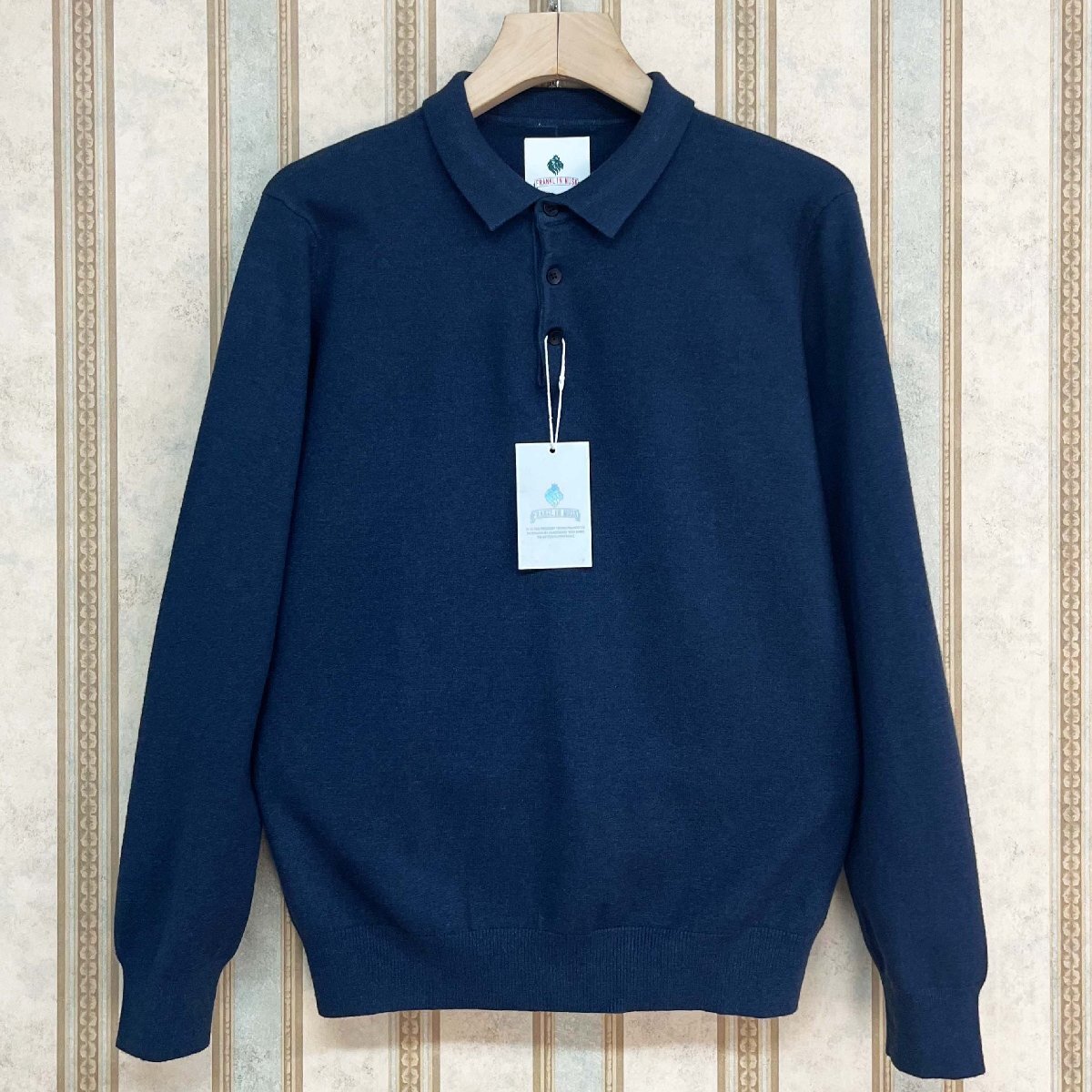 上品 定価4万 FRANKLIN MUSK・アメリカ・ニューヨーク発 ウール混 長袖 ポロシャツ 暖かい ソフト シンプル ニット カジュアル サイズ2拍卖