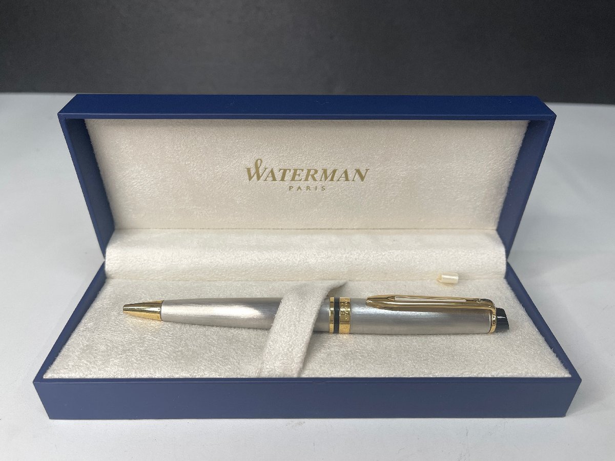 ●ウォーターマン WATERMAN ボールペン エキスパートエッセンシャルメタリックGT シルバー色 フランス製 箱有 筆記用具 文房具 定価1.6万拍卖