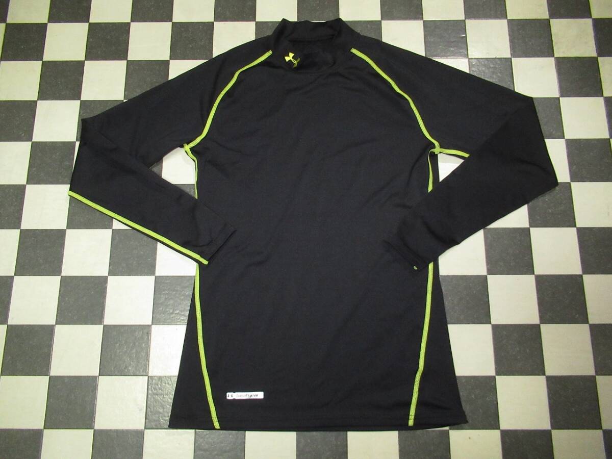 ★アンダーアーマー★良品 XL UA ヒートギアコンプレッション LSモック ブラック/フラッシュライト拍卖