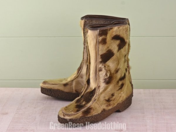 E060 ビンテージ エスキモーブーツ アザラシ毛 レディース 25cmくらい拍卖