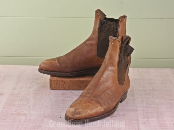 E095 フランス製 J.M.Weston ビンテージ サイドゴアブーツ 茶 メンズ 7E 25cm拍卖