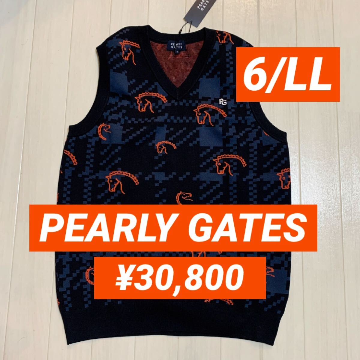 新品■30,800円【パーリーゲイツ 】6/LL メンズ ベスト ゴルフウェア  PEARLY GATES ゴルフ  ニット 大きいサイズ拍卖
