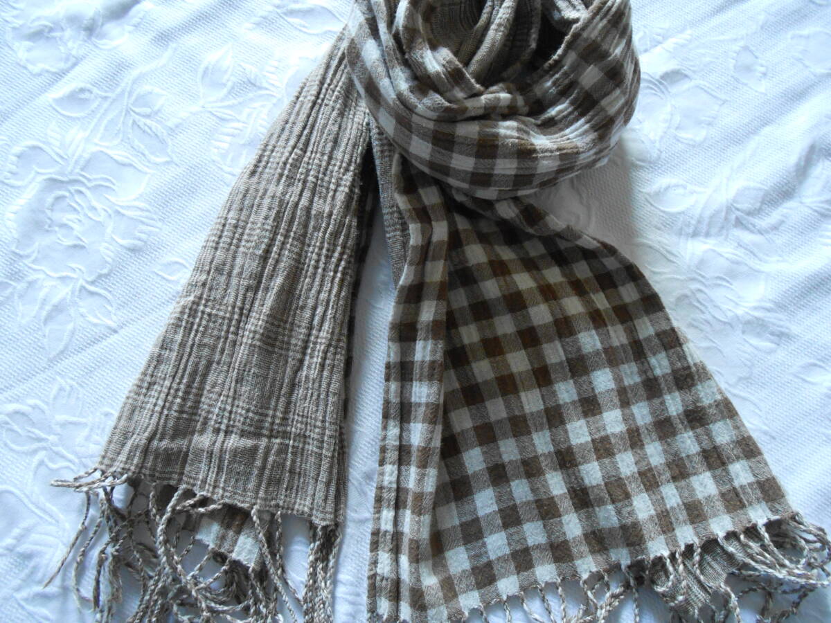 レディース 茶系チェック柄のショール/マフラー拍卖