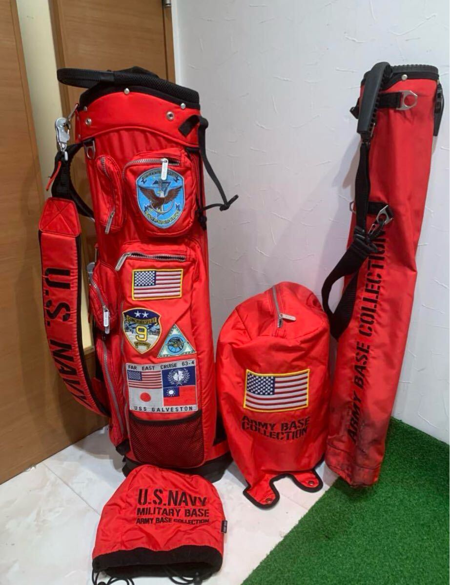 送料無料 アーミーベースコレクション キャディバッグ セルフスタンド アイアンカバー拍卖