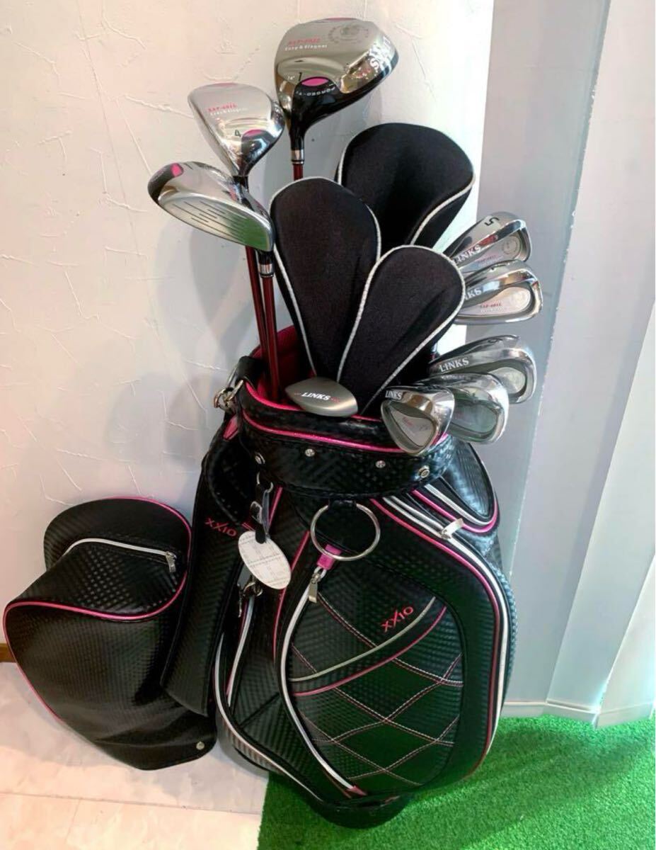 送料無料 ほぼ未使用 左レフティ レディースゴルフクラブ キャディバッグ/ゼクシオ セントアンドリュース拍卖