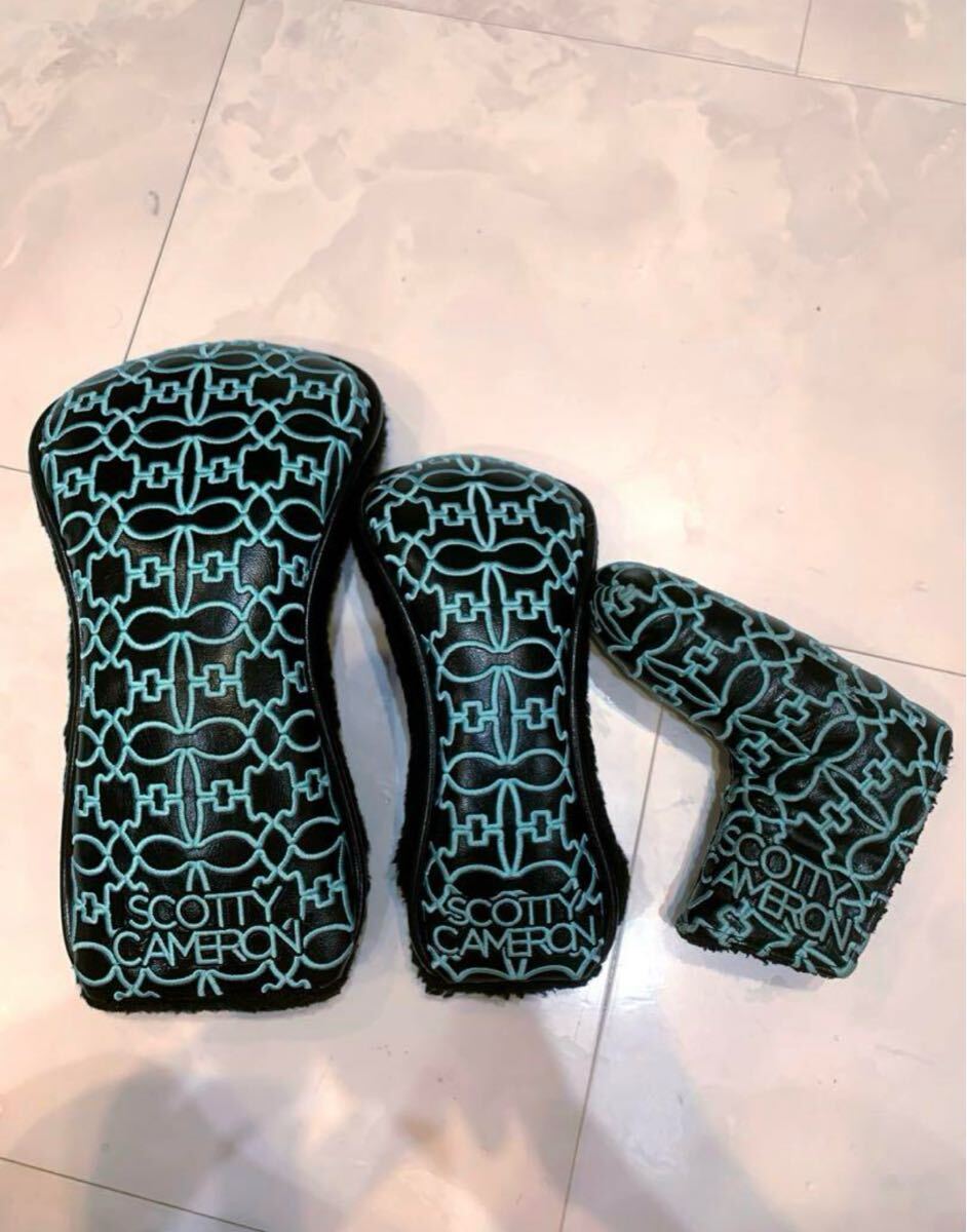 送料無料 正規品 スコッティキャメロン ヘッドカバーセット ティファニーブルー ドッグパターン拍卖