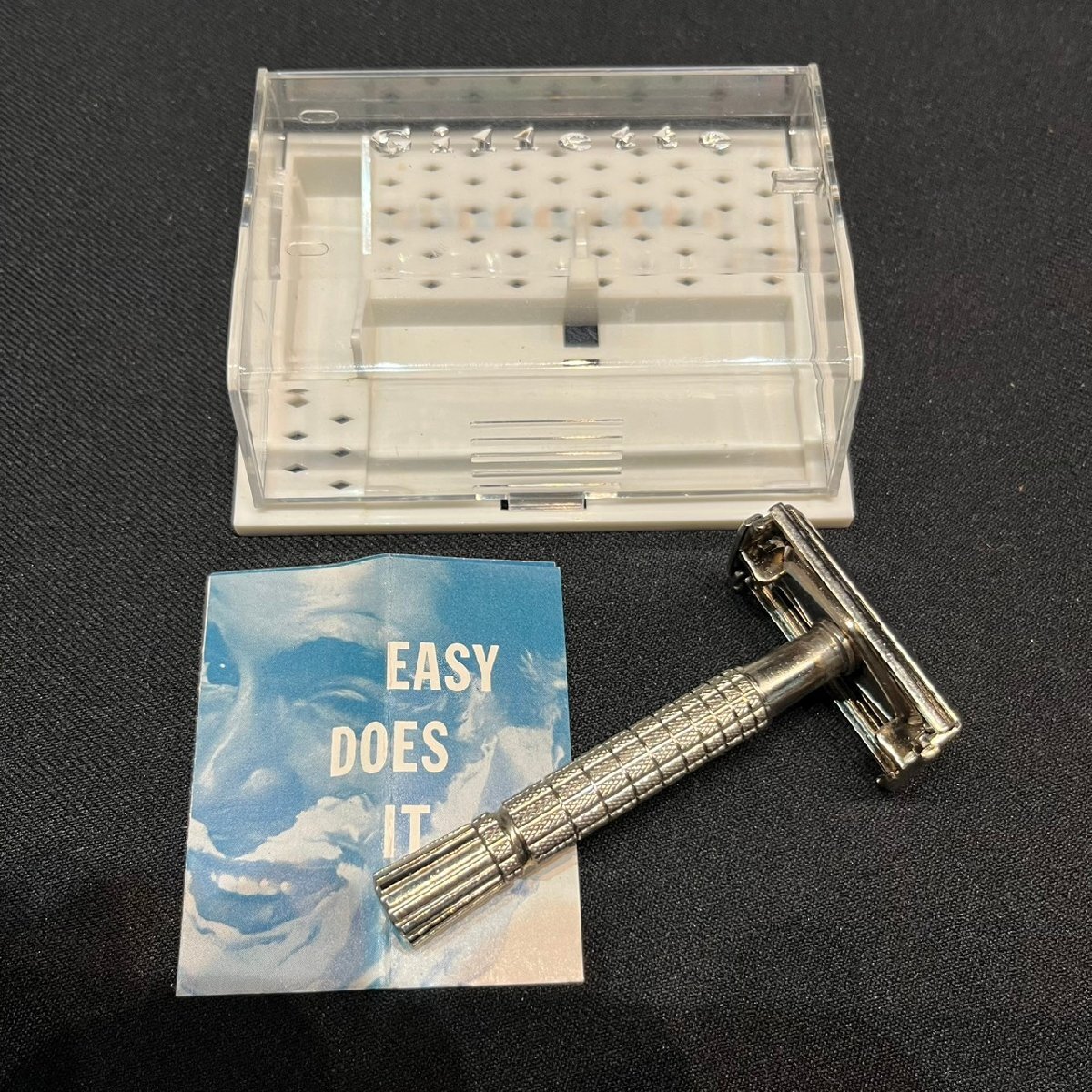 ★美品! レア! ヴィンテージ! Gillette ジレット スーパー スピード フレア チップ 安全カミソリ ツイスト・トゥ・オープン式 両刃髭剃り拍卖