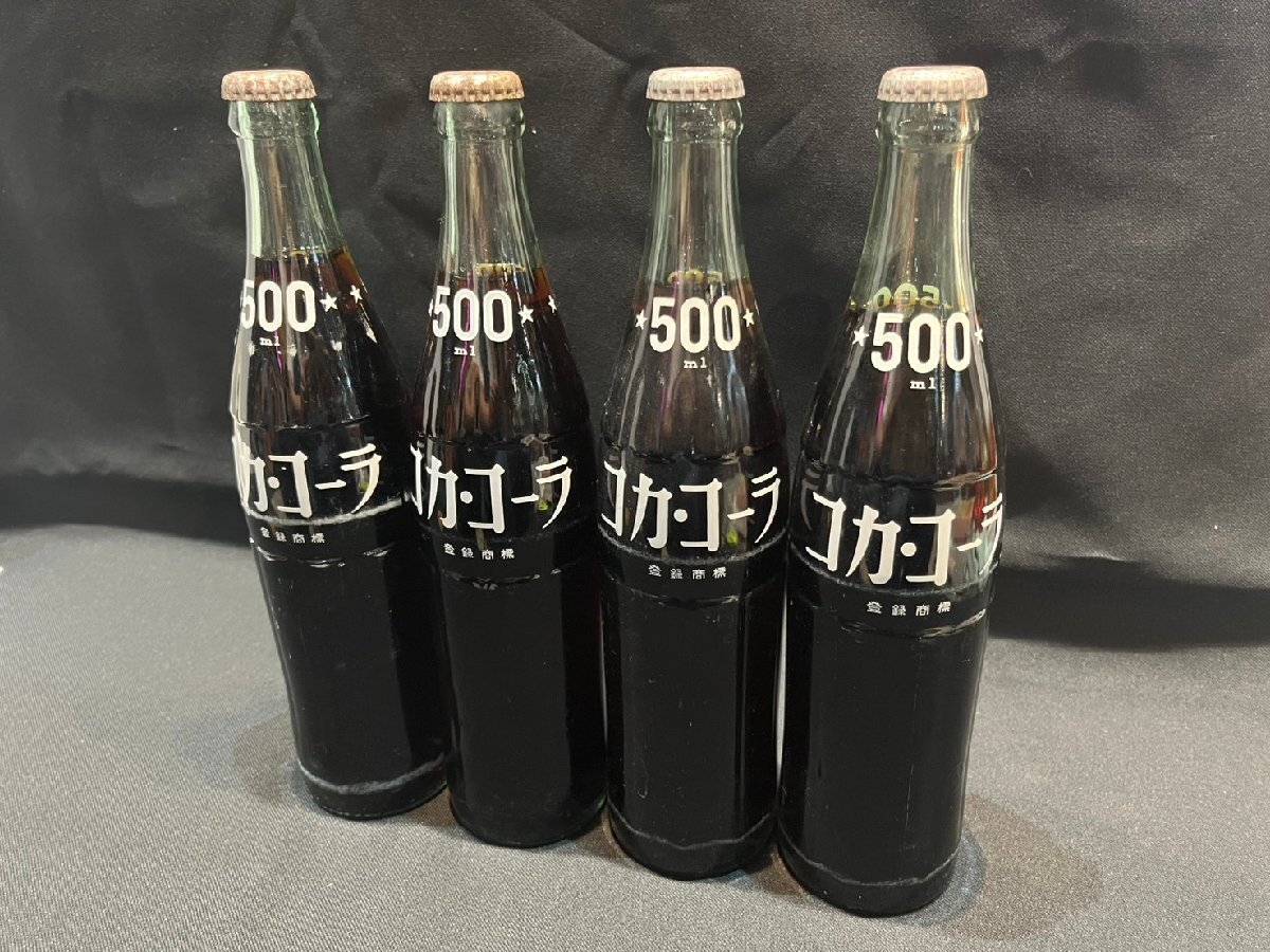 ★希少! ヴィンテージ! レア! 未開栓! Coca-Cola コカ・コーラ 500ml 合計4本セット レトロ瓶 リターナブル瓶 カタカナ 昭和レトロ 西-B拍卖
