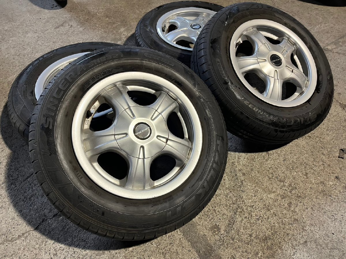 □ VAGGIO ヴァッジオ 13×5J 4H PCD100/114.3 ET32 マルチホイール ファルケン 155/80R13 6分 2016年製 13インチ 札幌 丘 T-2656 ★拍卖